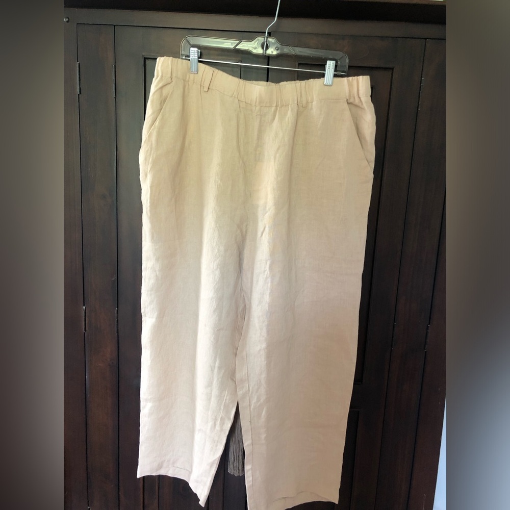 Quince 100% European Linen Cropped Pants Driftwood Size XL NWT - Picture 5 of 11